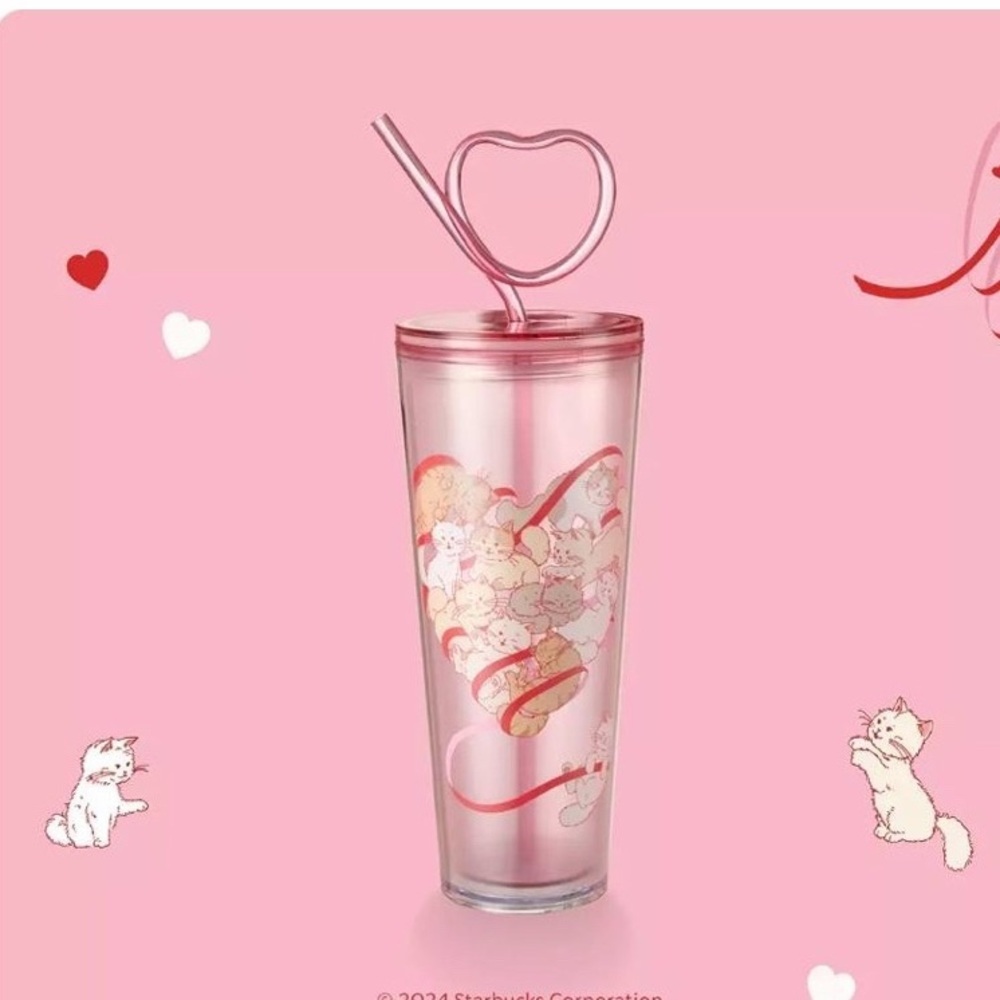🐈STARBUCKS Cats Together With Heart Straw Cold Cup-24 Oz NEW 2023 CHINA RELEASE